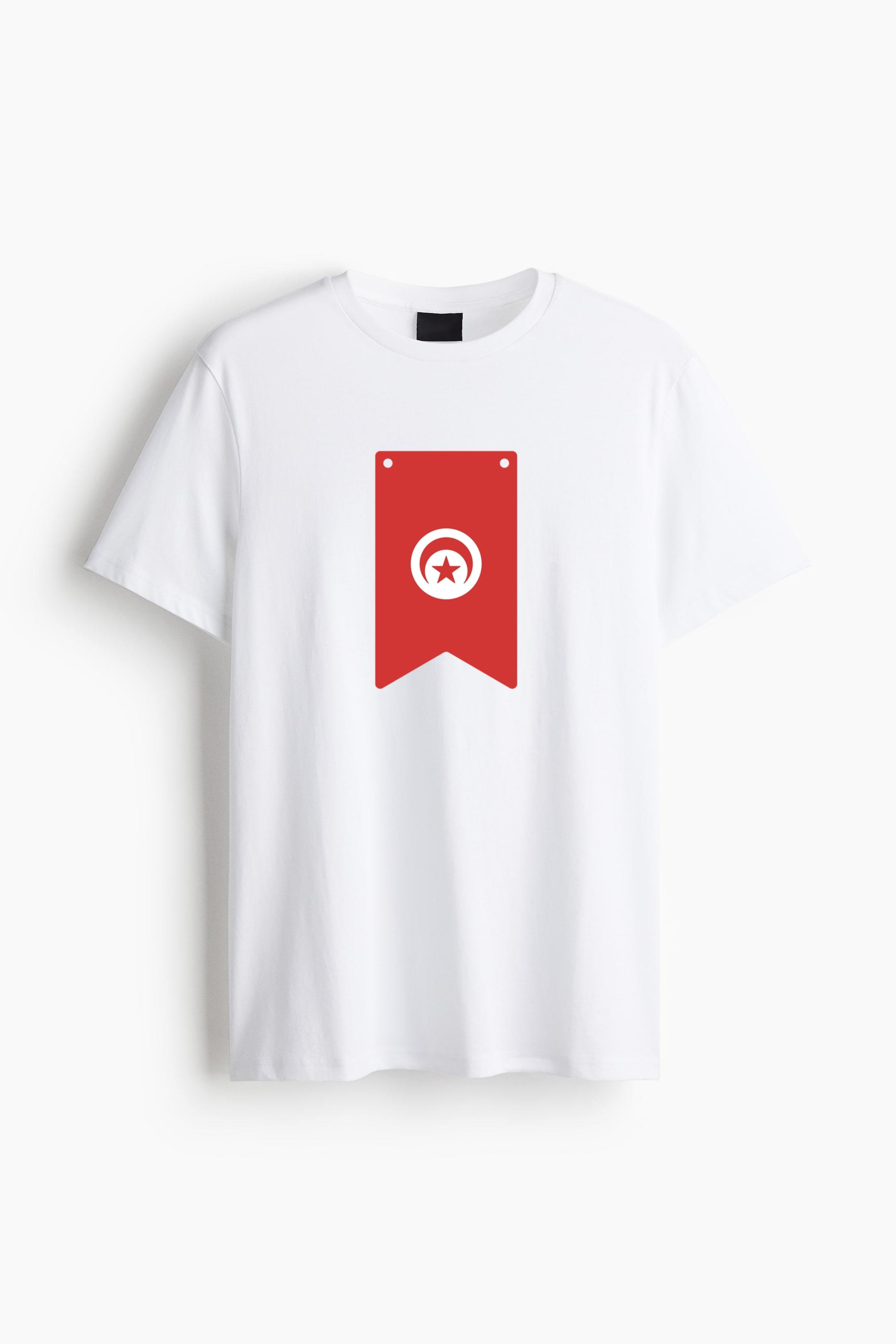 Tunisia Flag Inspired Pennant Cotton T-Shirt 