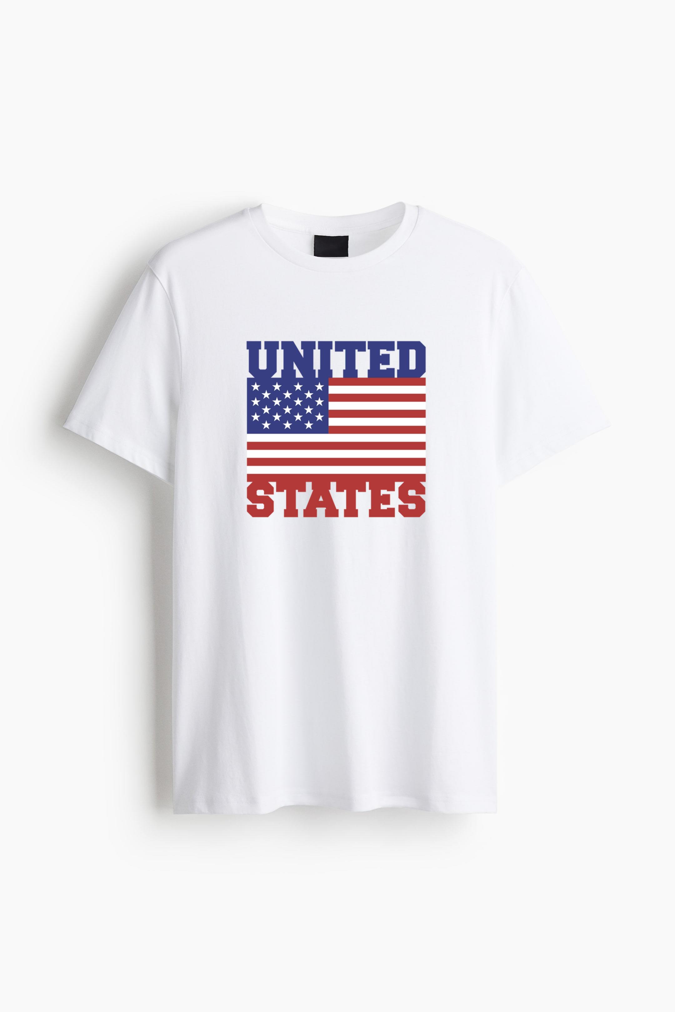 United States Name Written On A National Emblem Cotton T-Shirt 