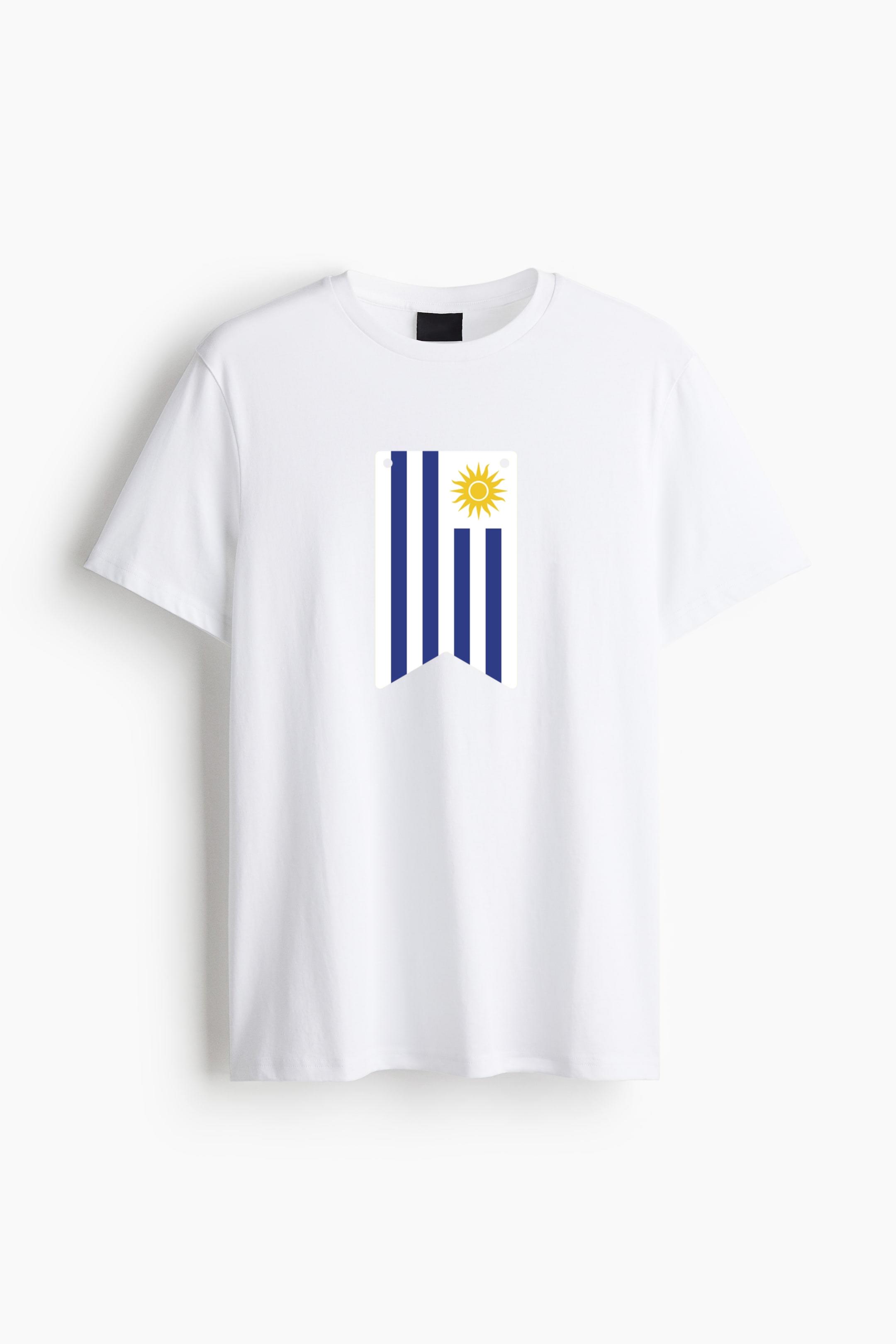 Uruguay Flag Inspired Pennant Cotton T-Shirt 