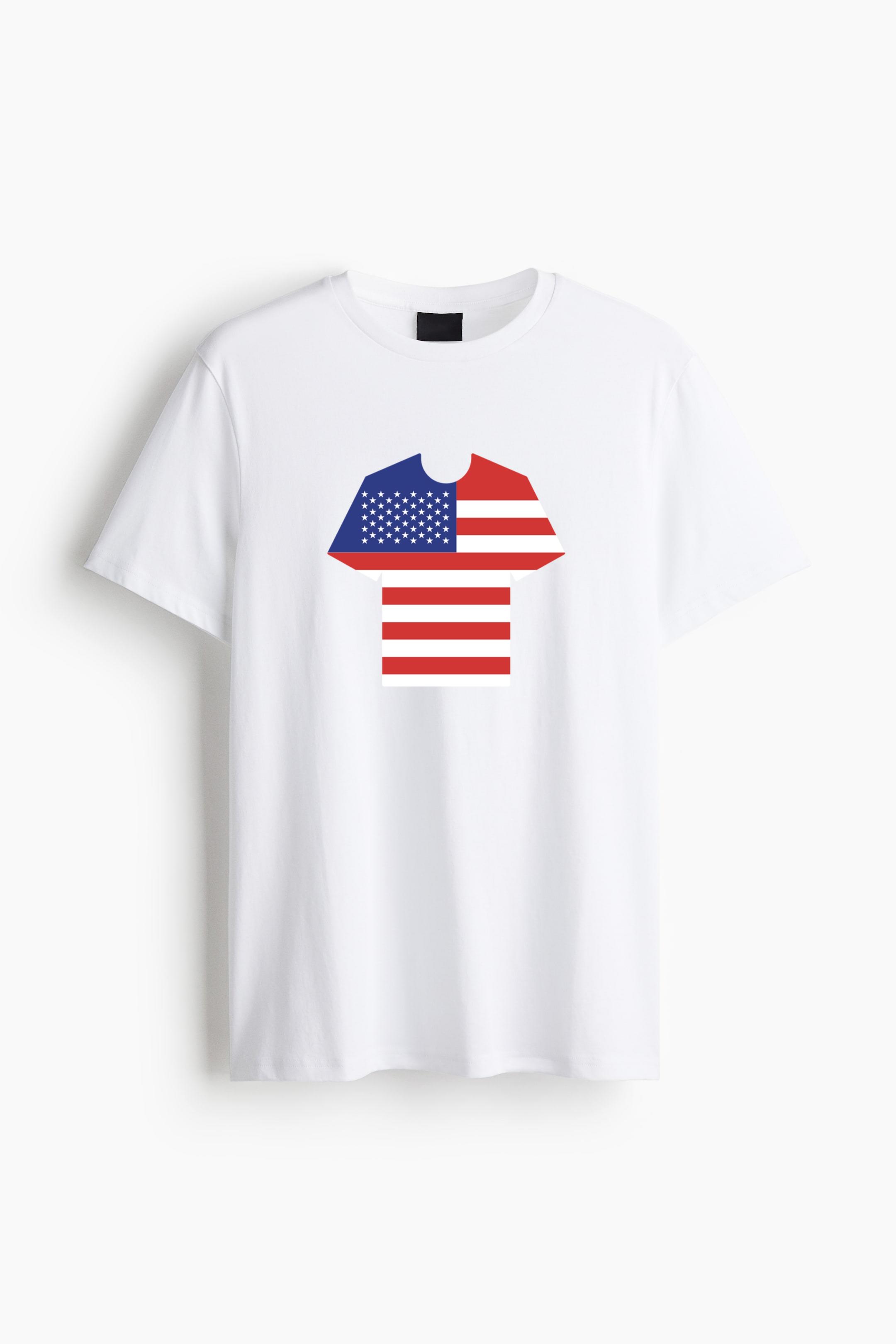 Usa Flag Inspired T Shirt Cotton T-Shirt 